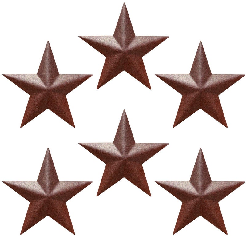 EcoRise Barn Star - Metal Stars for Outside Texas Stars Art Rustic Vintage Western Country Home Farmhouse Wall Decor (5" (Pack of 6)) - Image 1